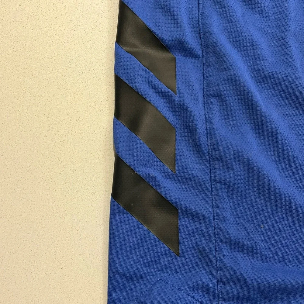Adidas Men’s XL Gym Training Shorts Royal Blue Black Striped Workout‎ Shorts